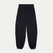 Pantalon large taille haute pliss&eacute; noir femme