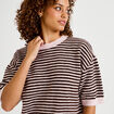Pull ample duveteux manches courtes rose clair femme