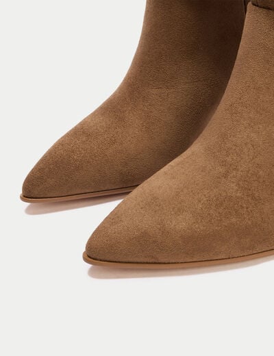 Bottines aspect daim camel femme