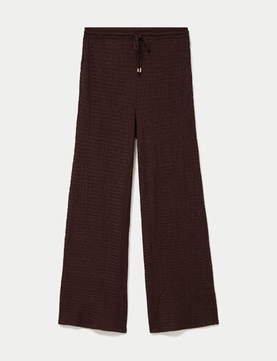 Pantalon large taille standard marron fonc&eacute; femme