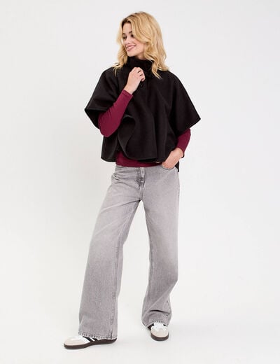 Poncho col am&eacute;ricain noir femme
