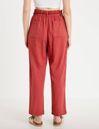 Pantalon large 7/8&egrave;me taille haute vieux rose femme