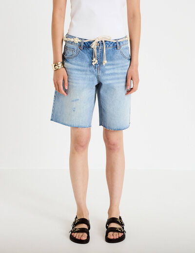 Bermuda en jean avec ceinture amovible denim triple stone femme
