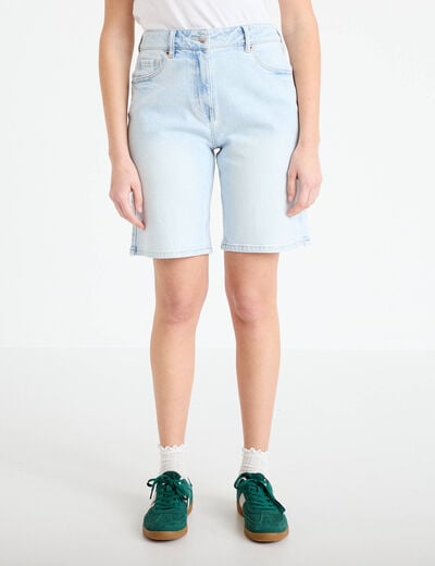 Bermuda large en jean denim bleach femme