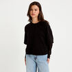 Top bi-mati&egrave;re dentelle col rond noir femme