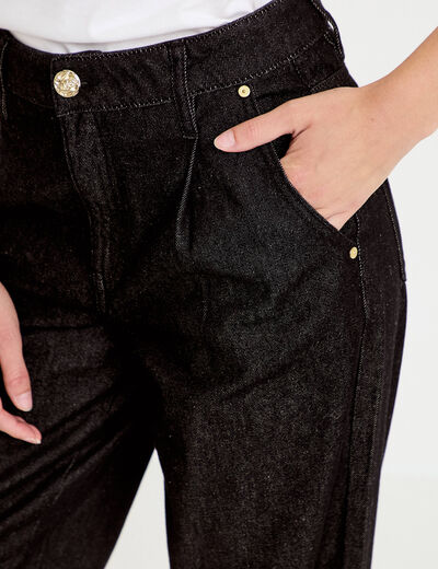 Jean wide leg taille haute denim noir femme