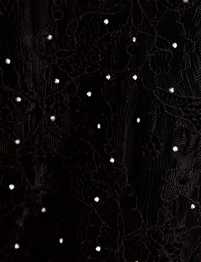 Blouse dentelle manches longues noir femme