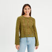 T-shirt ajour&eacute; manches pagodes vert olive femme