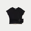 T-shirt ceintur&eacute; noir femme