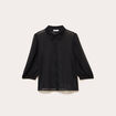 Chemise droite courte voile manches 3/4 noir femme