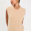 Gilet sans manches col rond beige femme