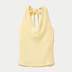 Top cintr&eacute; sans manches avec relief jaune pastel femme