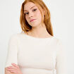 T-shirt ajust&eacute; manches courtes ecru femme