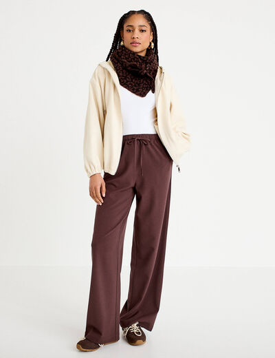Pantalon large marron fonc&eacute; femme