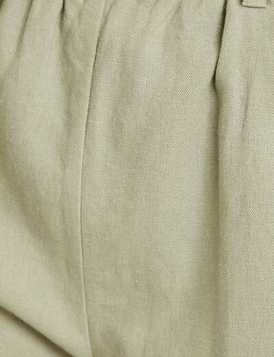 Short flare avec ceinture amovible vert kaki femme