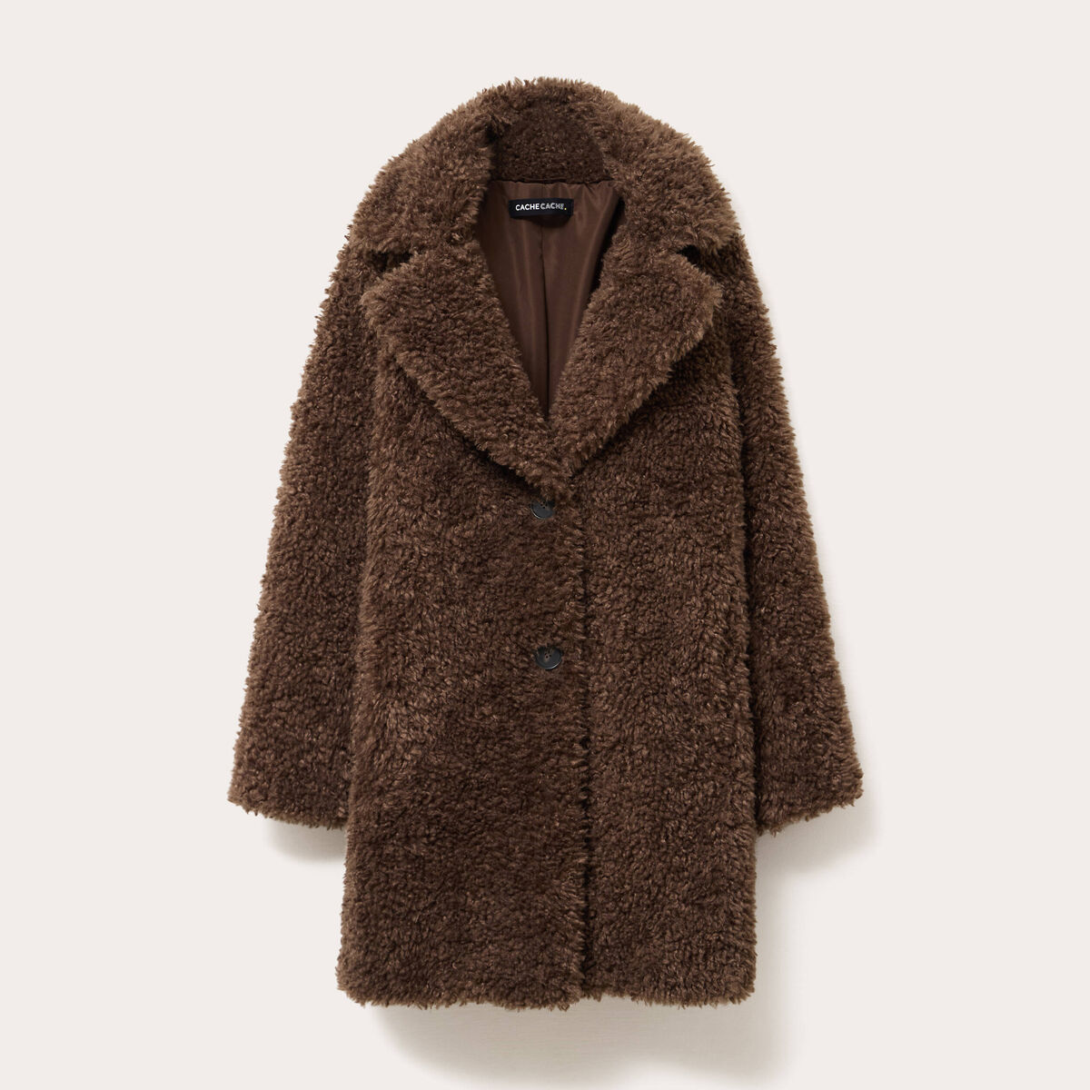 Manteau fausse fourrure marron femme