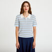 Polo manches courtes col chemise bleu femme