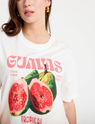 T-shirt oversize manches courtes blanc femme