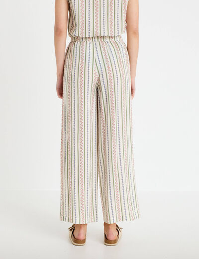 Pantalon coupe large beige femme
