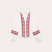 Blouse brod&eacute;e col tunisien ecru femme