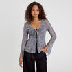 T-shirt manches longues noeuds bleu gris femme