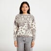 Pull col rond manches longues ecru femme