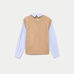 Pull fin 2-en-1 manches longues beige femme