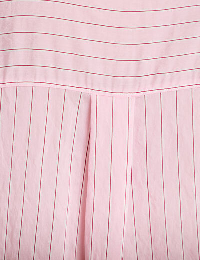 Chemise ample pliss&eacute;e manches courtes rose femme