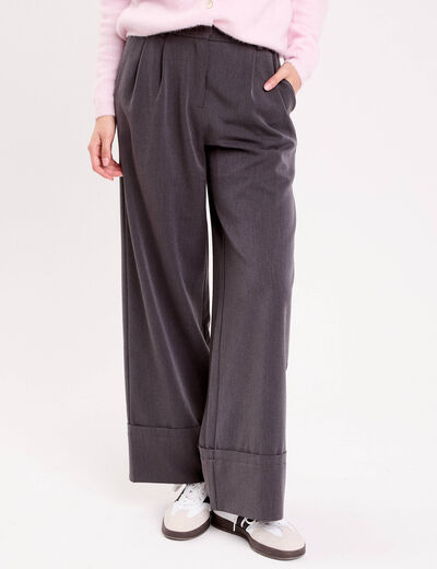 Pantalon large taille standard gris clair femme