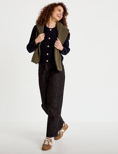Gilet manches longues bleu marine femme
