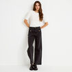 Jean wide leg cropped taille haute denim noir femme