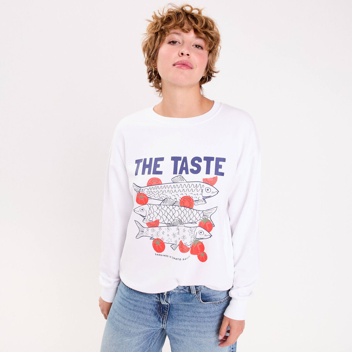 Sweat oversize manches longues blanc femme