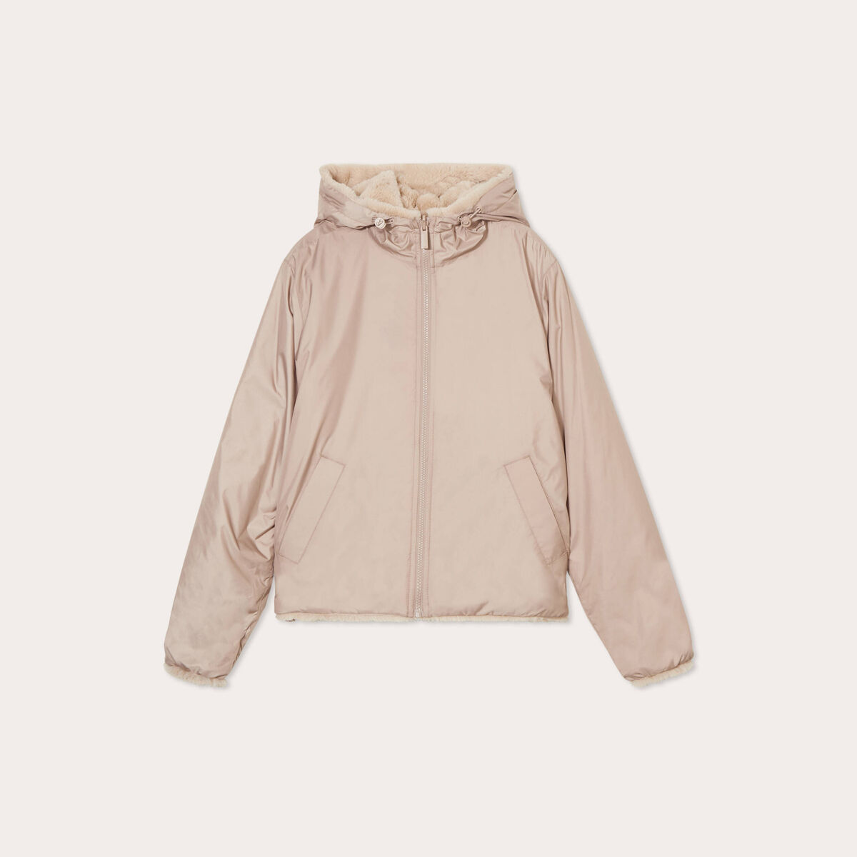 Parka r&eacute;versible &agrave; capuche beige femme
