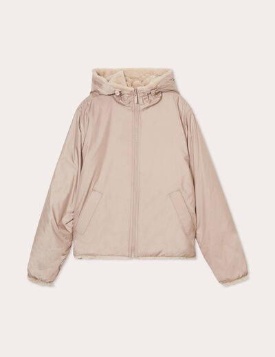 Parka r&eacute;versible &agrave; capuche beige femme