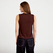 Top sans manches col v marron femme