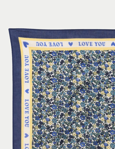 Foulard satin&eacute; soyeux bleu electrique femme