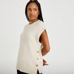 Pull sans manches ecru femme