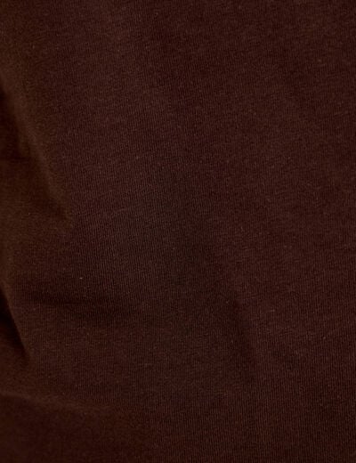 Top col rond manches courtes marron fonc&eacute; femme