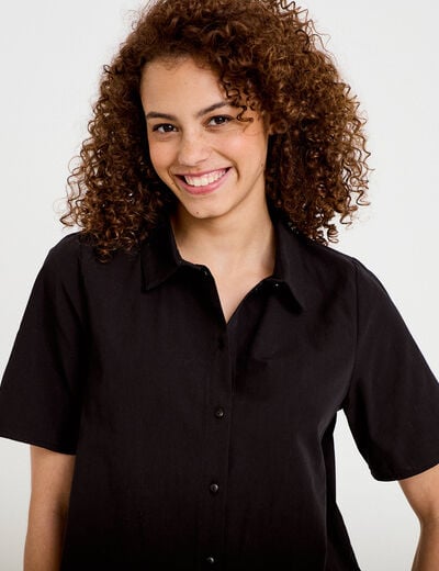 Chemise manches courtes noir femme