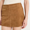 Jupe-short &eacute;vas&eacute;e su&eacute;dine marron femme