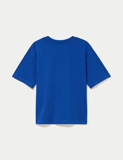 T-shirt col v manches courtes bleu electrique femme