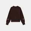 Pull oversize brod&eacute; manches longues marron fonc&eacute; femme
