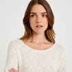 Pull ajour&eacute; col bateau manches longues ecru femme