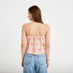Top droit cropped col carr&eacute; bretelles rose femme