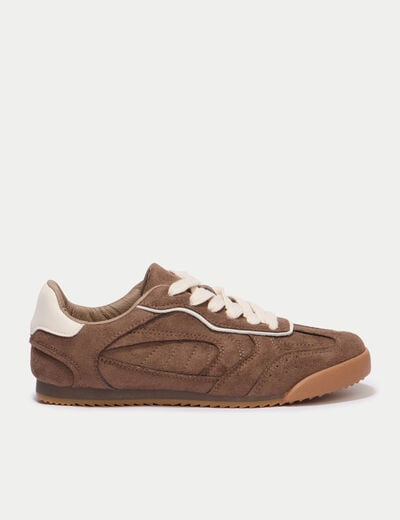 Basket aspect daim beige femme