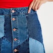 Jupe courte &eacute;vas&eacute;e taille haute en jean denim double stone femme