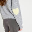 Gilet ample col rond manches longues gris clair femme