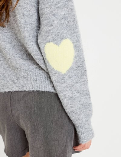 Gilet ample col rond manches longues gris clair femme