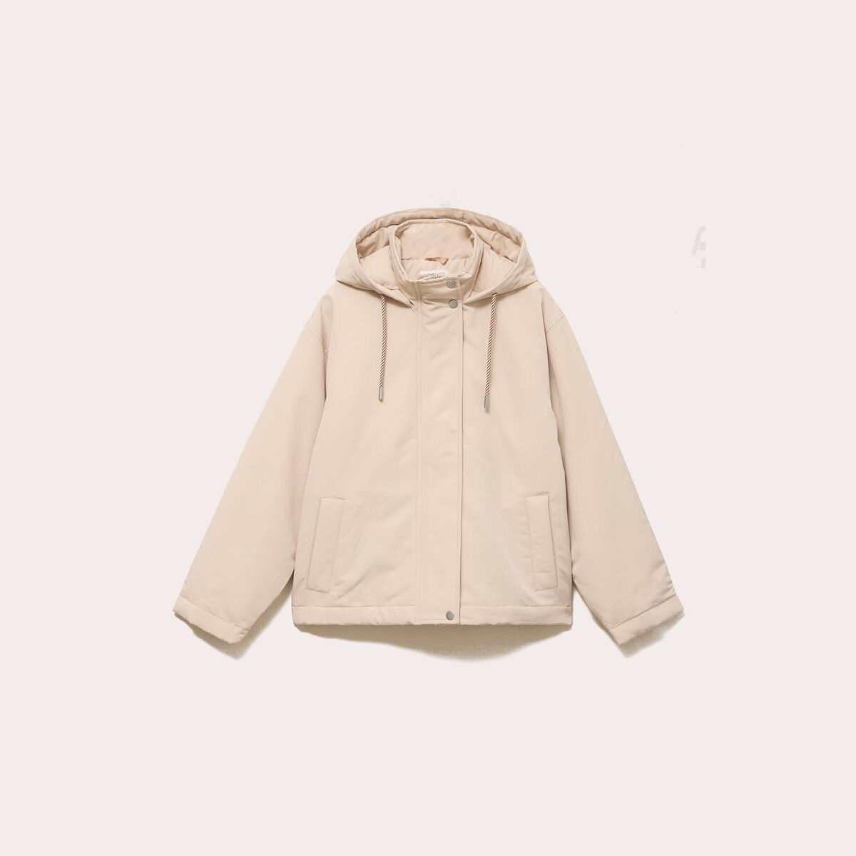 Parka courte &agrave; capuche manches longues beige femme