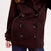 Caban col tailleur manches longues marron fonc&eacute; femme